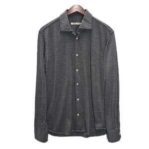 Maurizio Baldassari Mens Techmerino Wool Sport Shirt Sz XL Gray Button-Up Italy